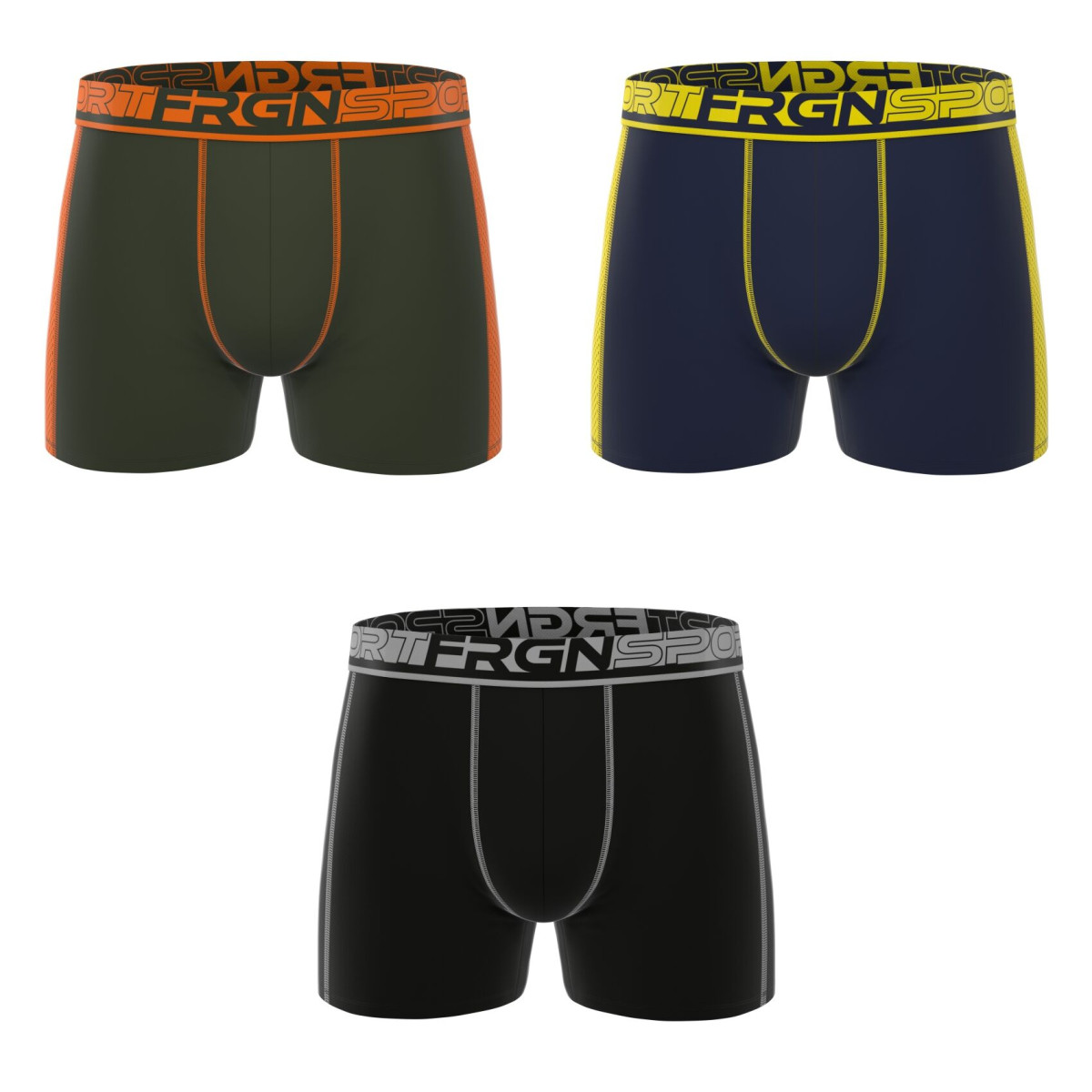 Lot de 3 Boxers Polyamide homme Confort, Respirant, Sport, Stretch Uni Sport | FREEGUN