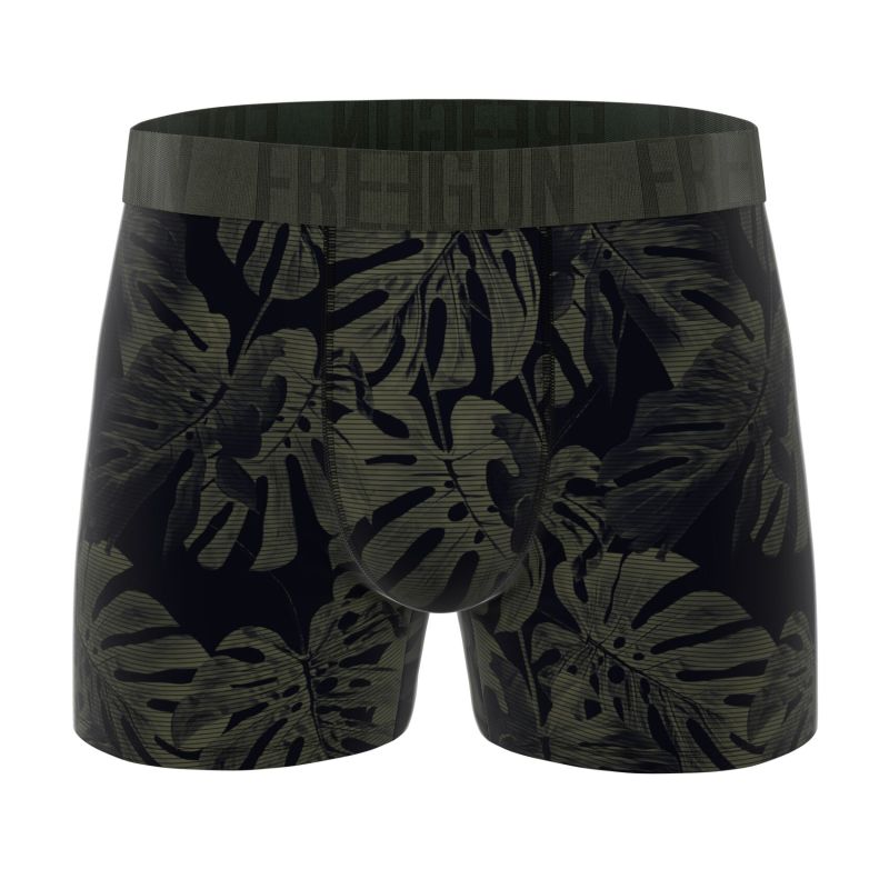 Lot de 3 Boxers Microfibre homme Imprimé Flowers Noir, Kaki, Rouge, Garantie 2 ans | FREEGUN