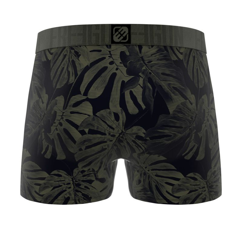 Lot de 3 Boxers Microfibre homme Imprimé Flowers Noir, Kaki, Rouge, Garantie 2 ans | FREEGUN