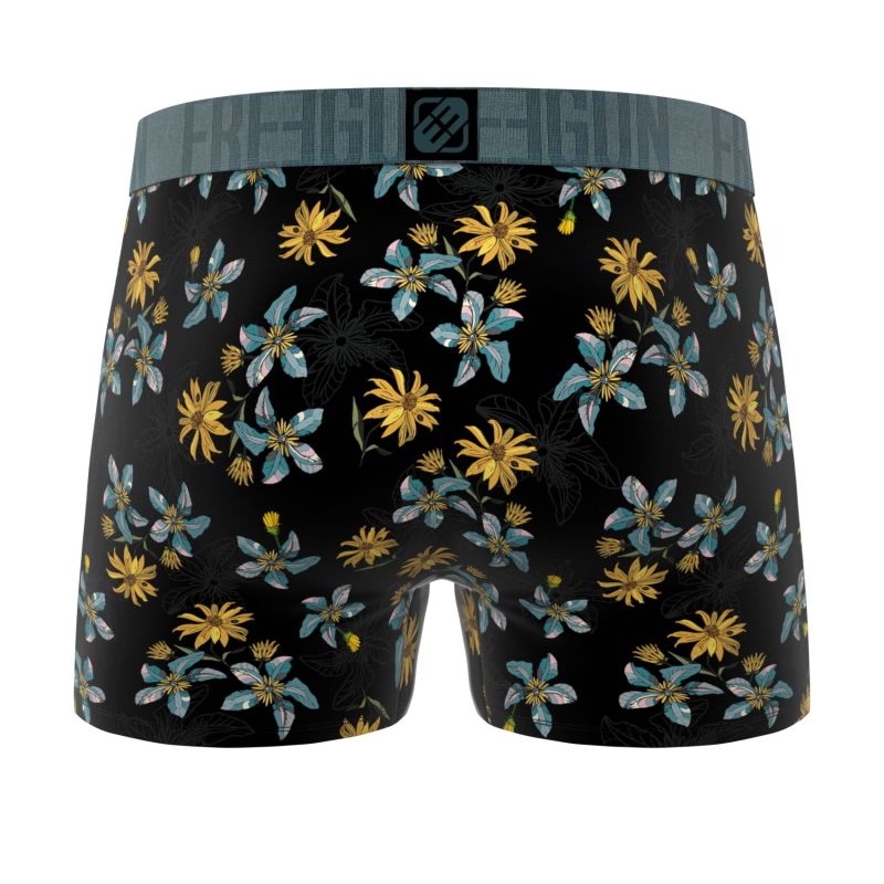 Lot de 3 Boxers Microfibre homme Imprimé Flowers Noir, Kaki, Rouge, Garantie 2 ans | FREEGUN