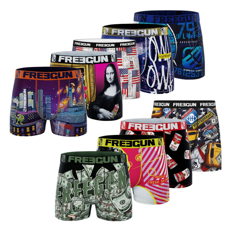 Pack Surprise de 9 Boxers Microfibre homme Confort, Respirant, Stretch | FREEGUN