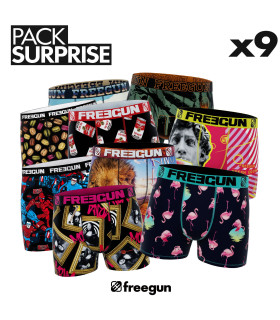 Pack Surprise de 9 Boxers Microfibre homme Confort, Respirant, Stretch | FREEGUN