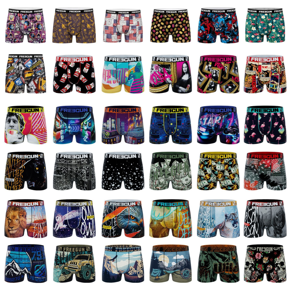 Pack Surprise de 9 Boxers Microfibre homme Confort, Respirant, Stretch | FREEGUN