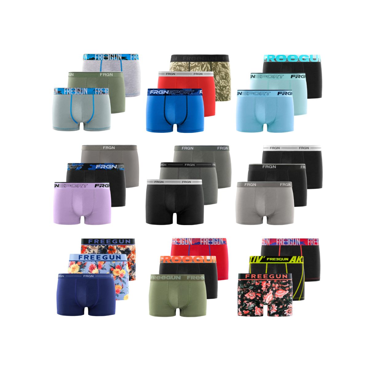 Lot de 12 boxers homme en coton modèles aléatoires Pack surprise