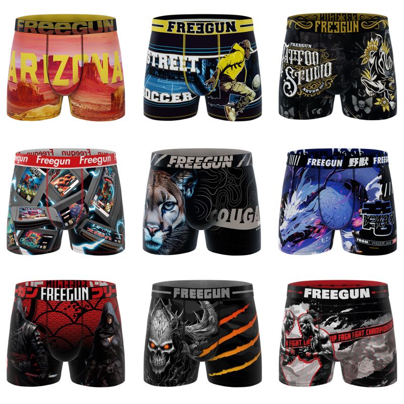 Pack Surprise de 9 Boxers Microfibre homme Confort, Respirant, Stretch | FREEGUN