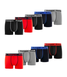 Lot de 9 Boxers Coton homme Confort, Respirant, Stretch Uni | FREEGUN