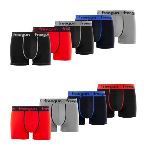 Lot de 9 Boxers Coton homme Confort, Respirant, Stretch Uni | FREEGUN