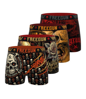 Lot de 4 Boxers Microfibre homme Hyraw Imprimé Skull | FREEGUN