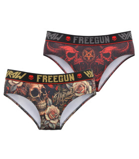 Lot de 2 Boxers Microfibre femme Hyraw Imprimé Skull | FREEGUN