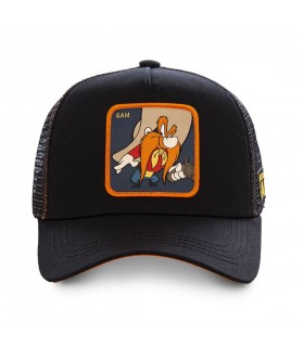 Men&#039;s Capslab Looney Tunes Yosemite Sam Black Trucker Cap