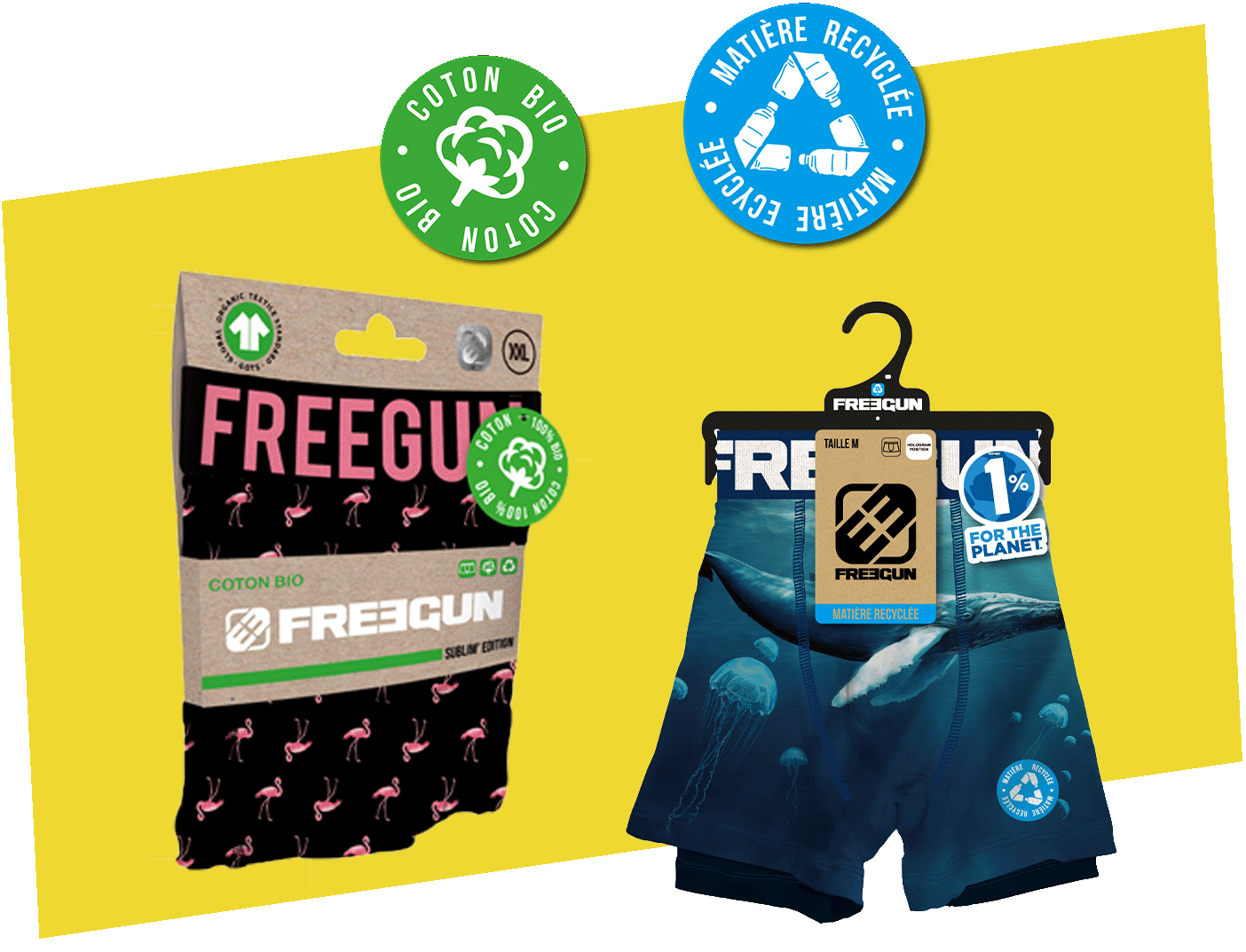 commitment freegun boxers organic cotton et polyester recycled