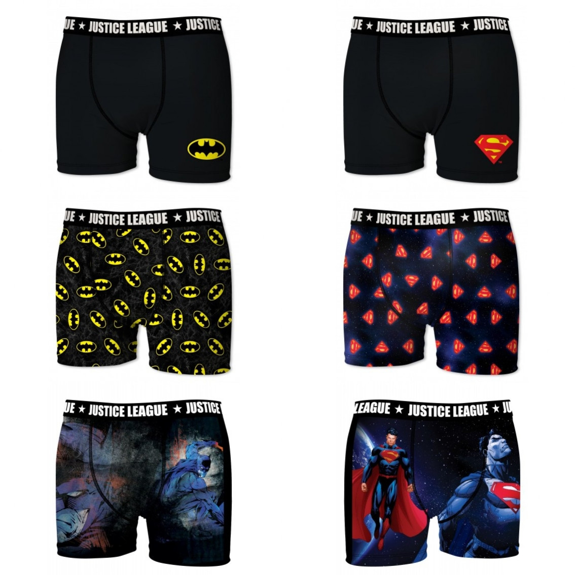 Lot de 6 boxers homme justice league (photo) Lot de 6 boxers homme justice league (photo)