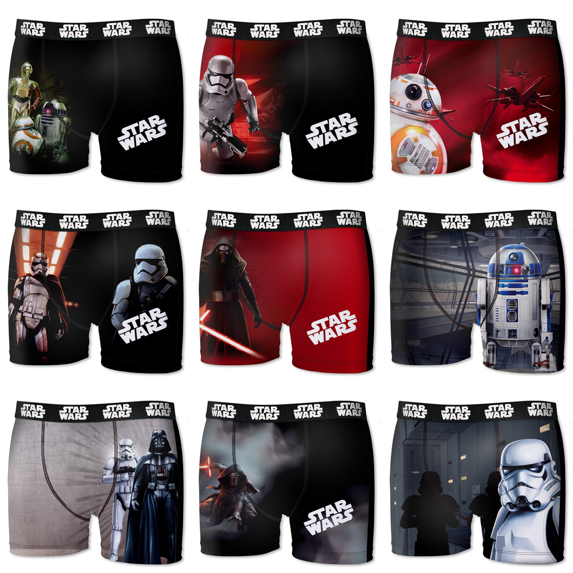Lot de 9 boxers garçon star wars (photo) Lot de 9 boxers garçon star wars (photo)