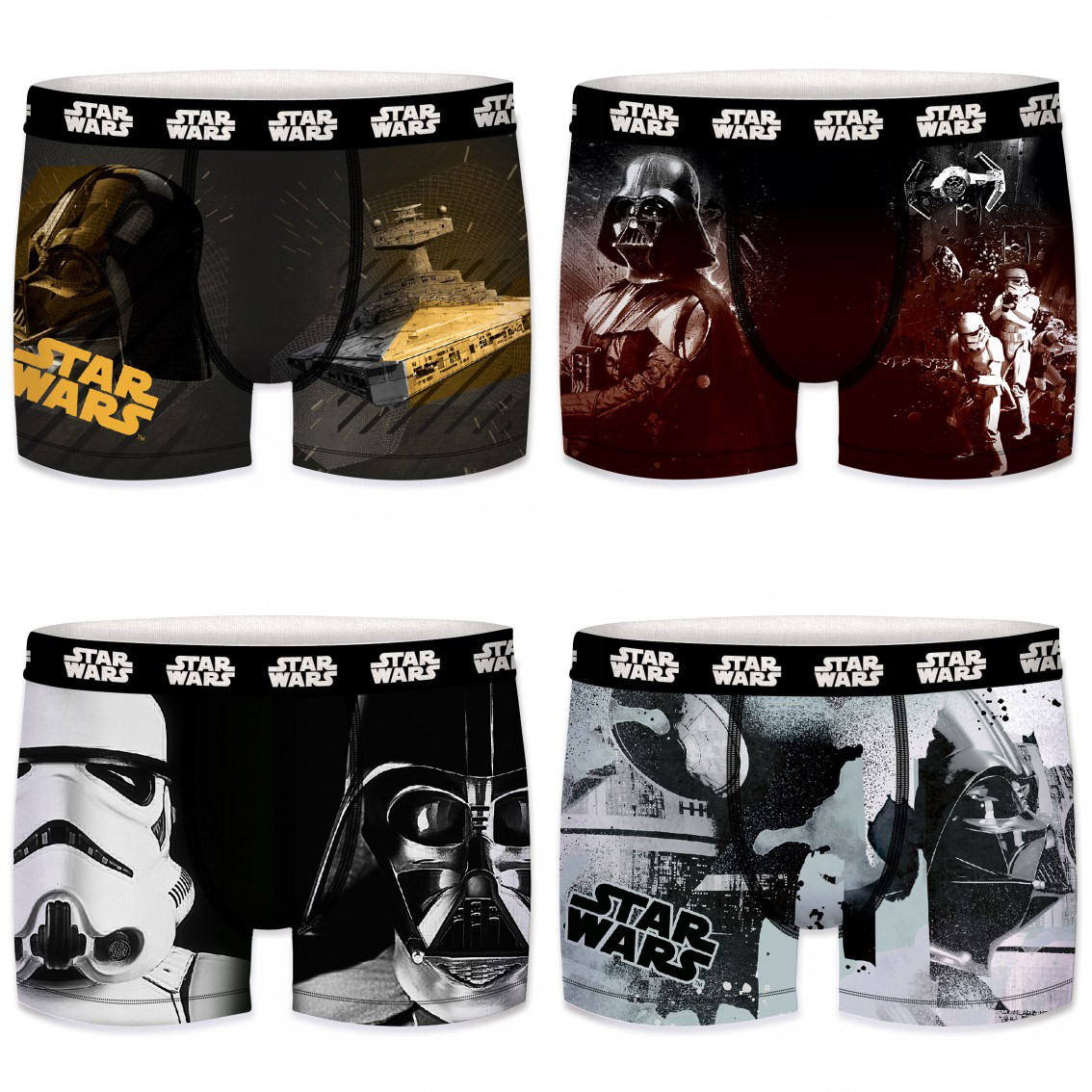 Lot de 4 boxers homme star wars côté obscur (photo) Lot de 4 boxers homme star wars côté obscur (photo)