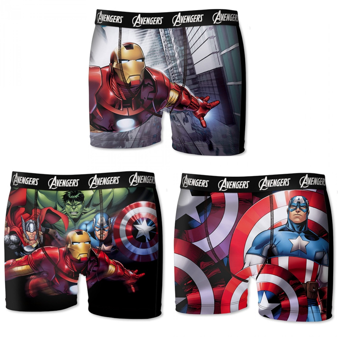 Lot de 3 boxers homme marvel captain (photo) Lot de 3 boxers homme marvel captain (photo)