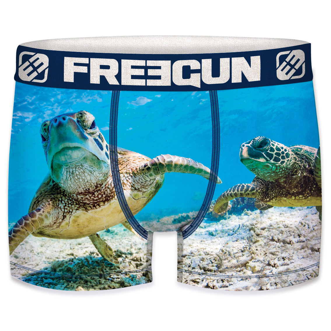 Boxer freegun homme polyester recyclé ocean life turtle (photo) Boxer freegun homme polyester recyclé ocean life turtle