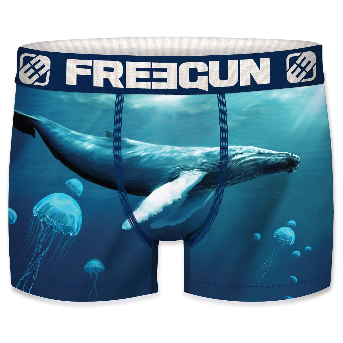 Boxer freegun homme polyester recyclé ocean life whale (photo) Boxer freegun homme polyester recyclé ocean life whale