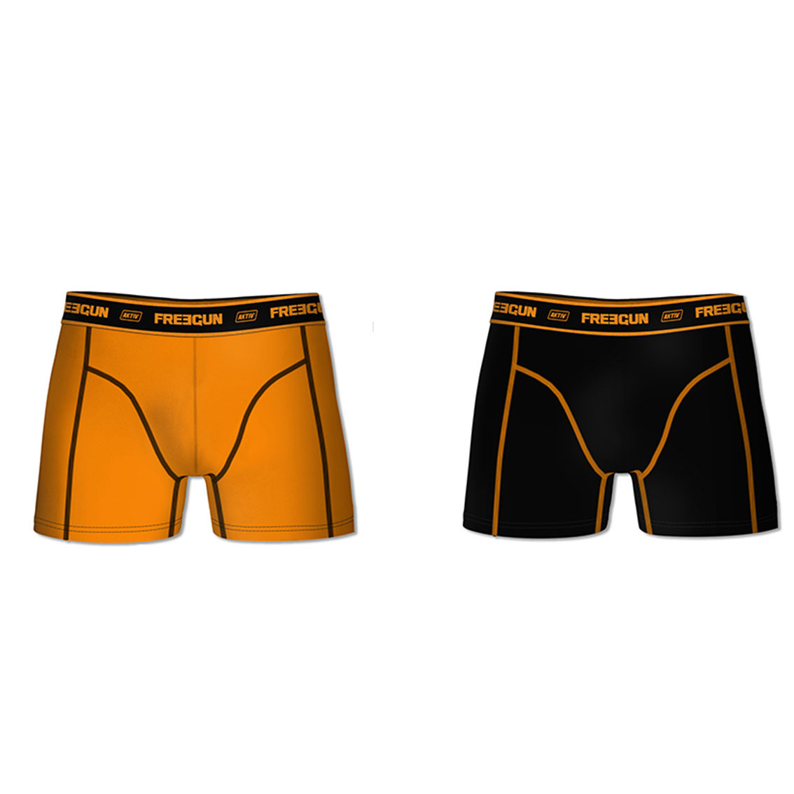 Lot de 2 boxers freegun coton homme aktiv orange et noir (photo) Lot de 2 boxers freegun coton homme aktiv orange et noir (photo)