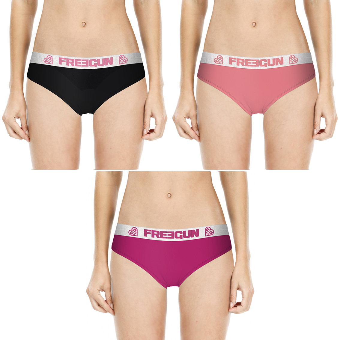 Lot de 3 boxers freegun femme uni (photo) Lot de 3 boxers freegun femme uni (photo)
