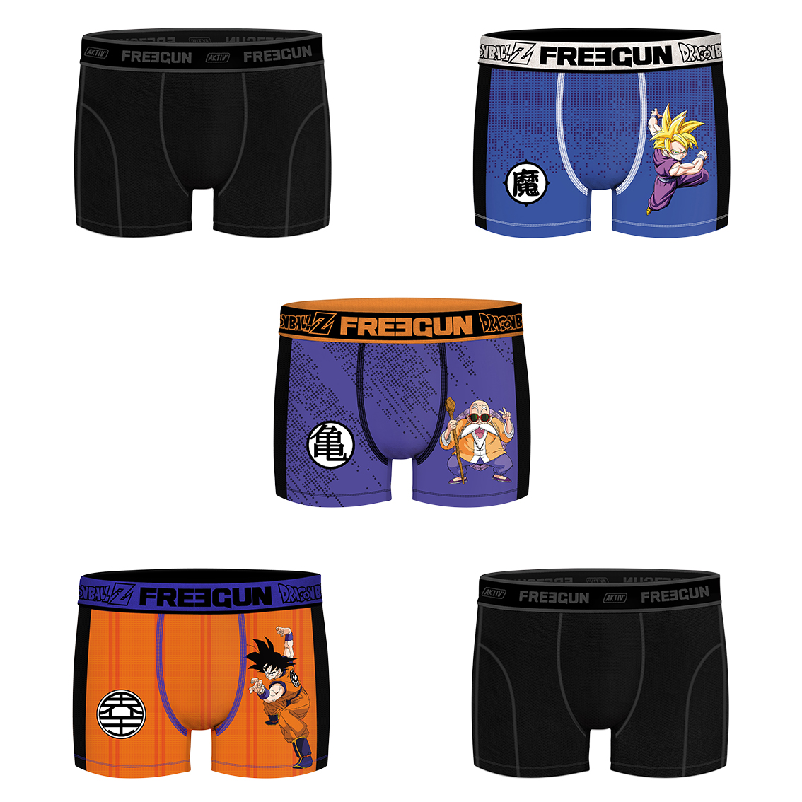 Lot de 5 boxers homme dragon ball z vegeta et kame (photo) Lot de 5 boxers homme dragon ball z vegeta et kame (photo)