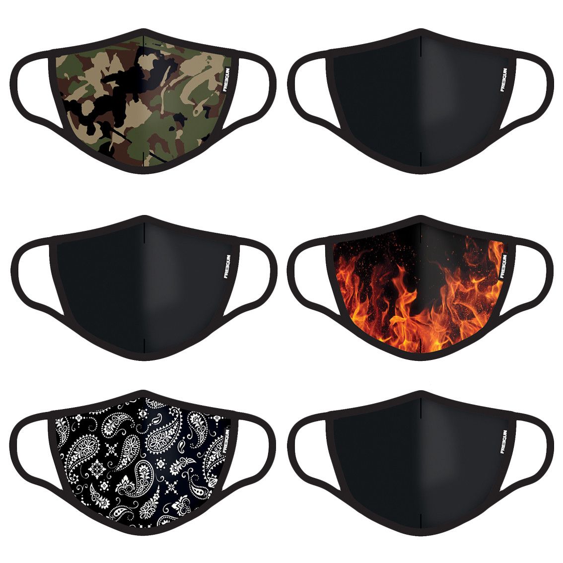 Lot de 6 masques tissu assortis en trois couches (photo) Lot de 6 masques tissu assortis en trois couches (photo)
