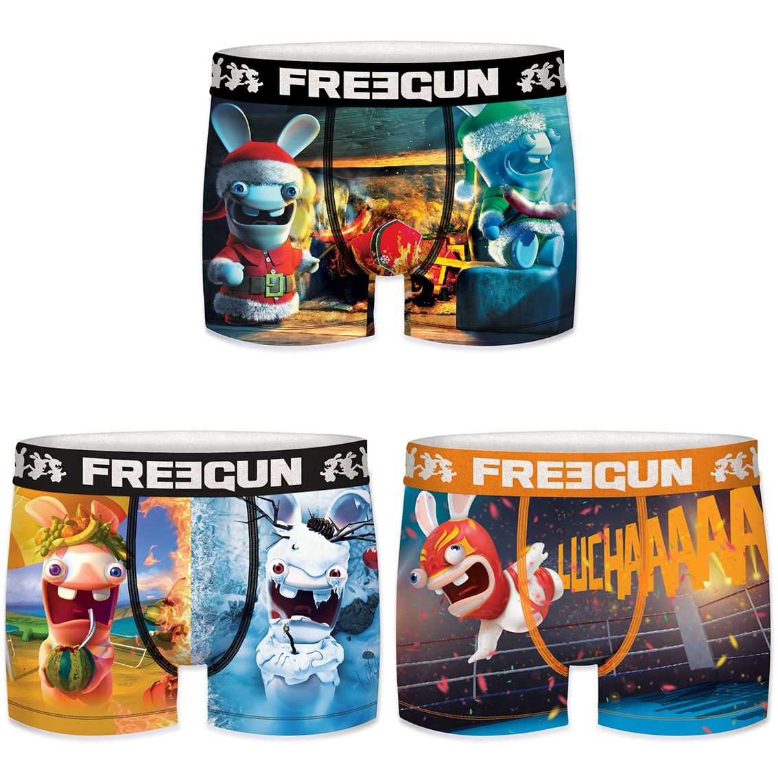 Lot de 3 boxers freegun homme lapins cretins (photo) Lot de 3 boxers freegun homme lapins cretins (photo)