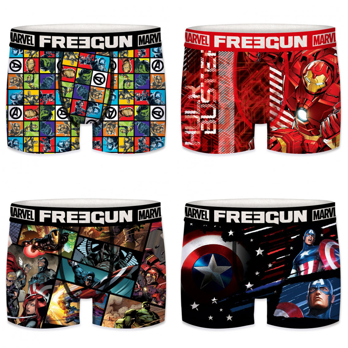 Lot de 4 boxers freegun homme marvel Lot de 4 boxers freegun homme marvel