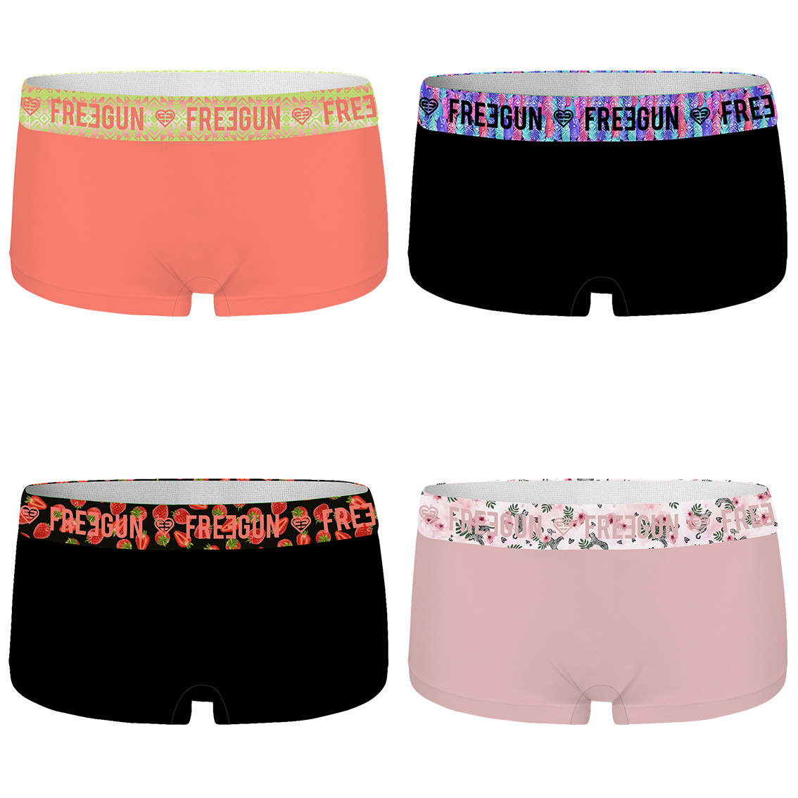 Lot de 4 shortys freegun femme coton bio Lot de 4 shortys freegun femme coton bio