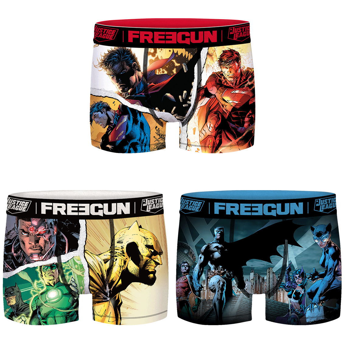 Lot de 3 boxers freegun homme dc comics (photo) Lot de 3 boxers freegun homme dc comics (photo)