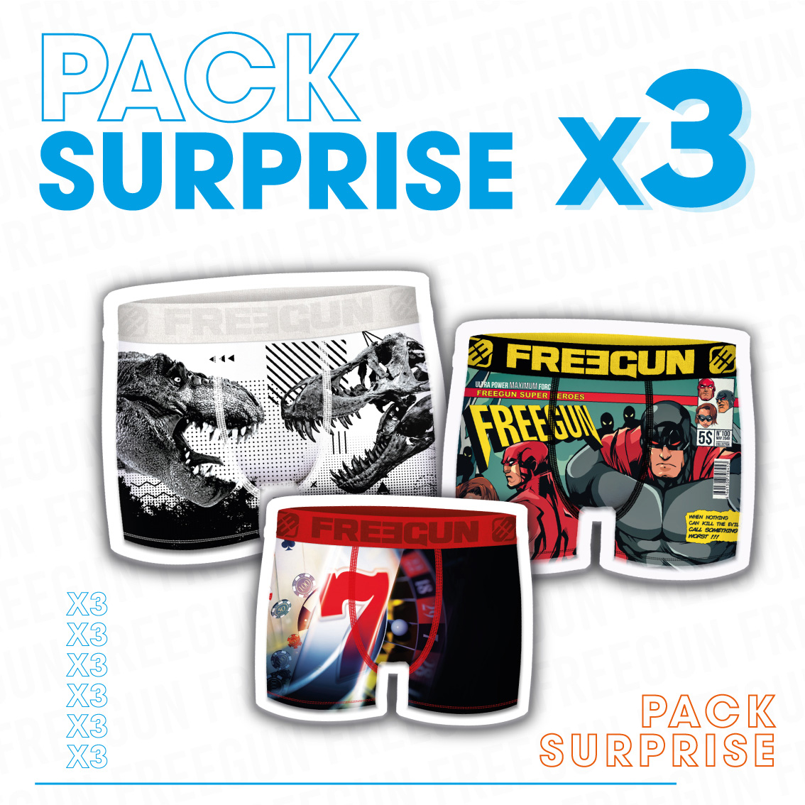 Pack surprise de 3 boxer freegun garçon bébé (photo) Pack surprise de 3 boxer freegun garçon bébé