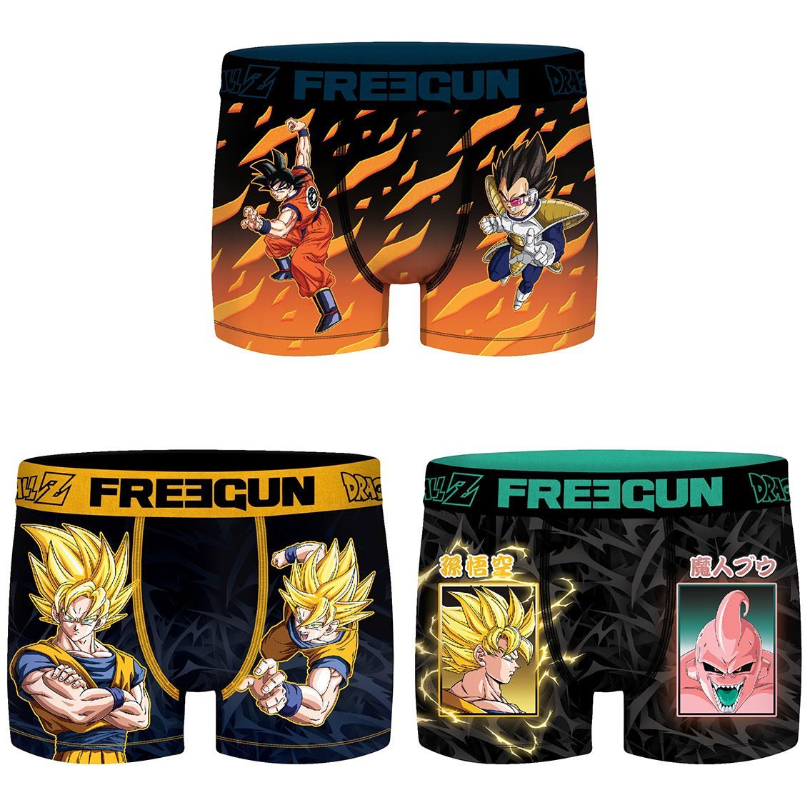 Lot de 3 boxers freegun homme dragon ball z (photo) Lot de 3 boxers freegun homme dragon ball z (photo)