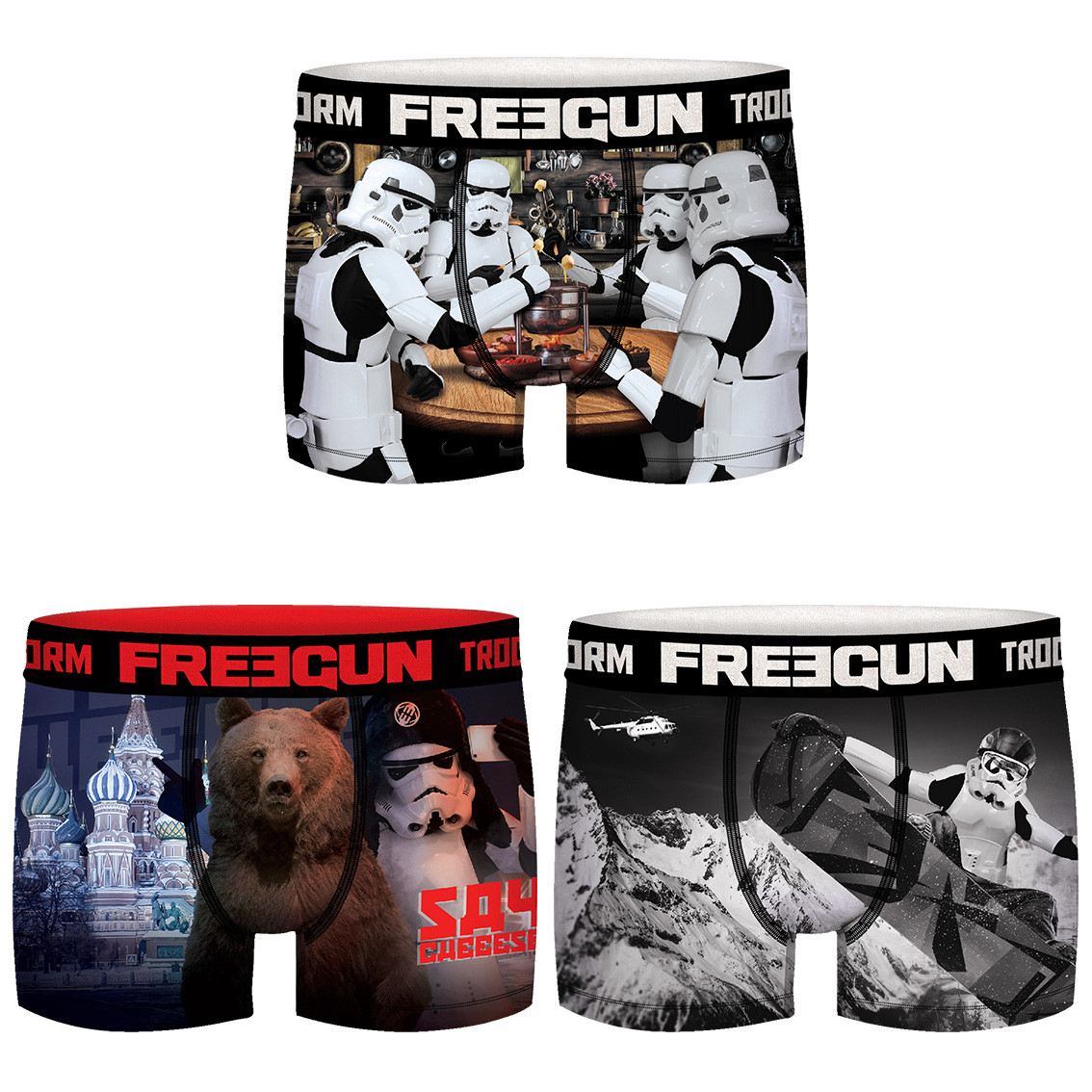 Lot de 3 boxers freegun homme stormtrooper (photo) Lot de 3 boxers freegun homme stormtrooper (photo)