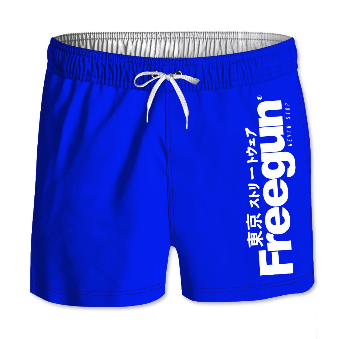 Boardshort court homme ceinture tout-élastiquée logo sur cuisse (photo) Boardshort court homme ceinture tout-élastiquée logo sur cuisse