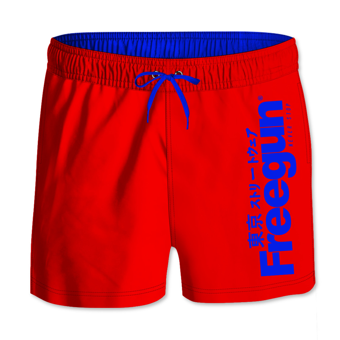 Boardshort court homme ceinture tout-élastiquée logo sur cuisse (photo) Boardshort court homme ceinture tout-élastiquée logo sur cuisse