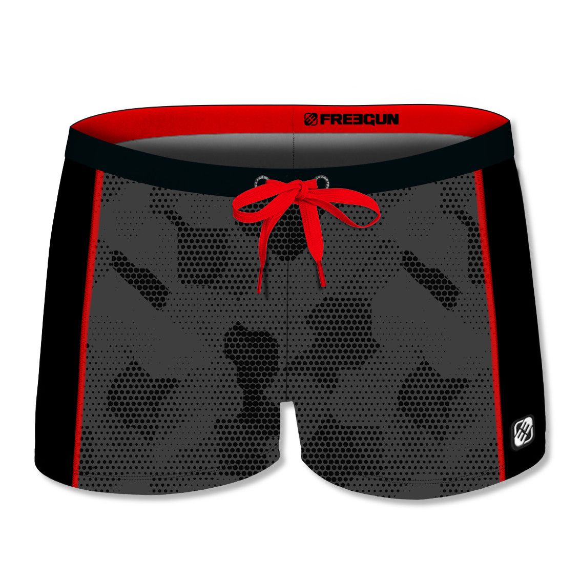 Boxer de bain aop garçon freegun avec empiècement camouflage Boxer de bain aop garçon freegun avec empiècement camouflage
