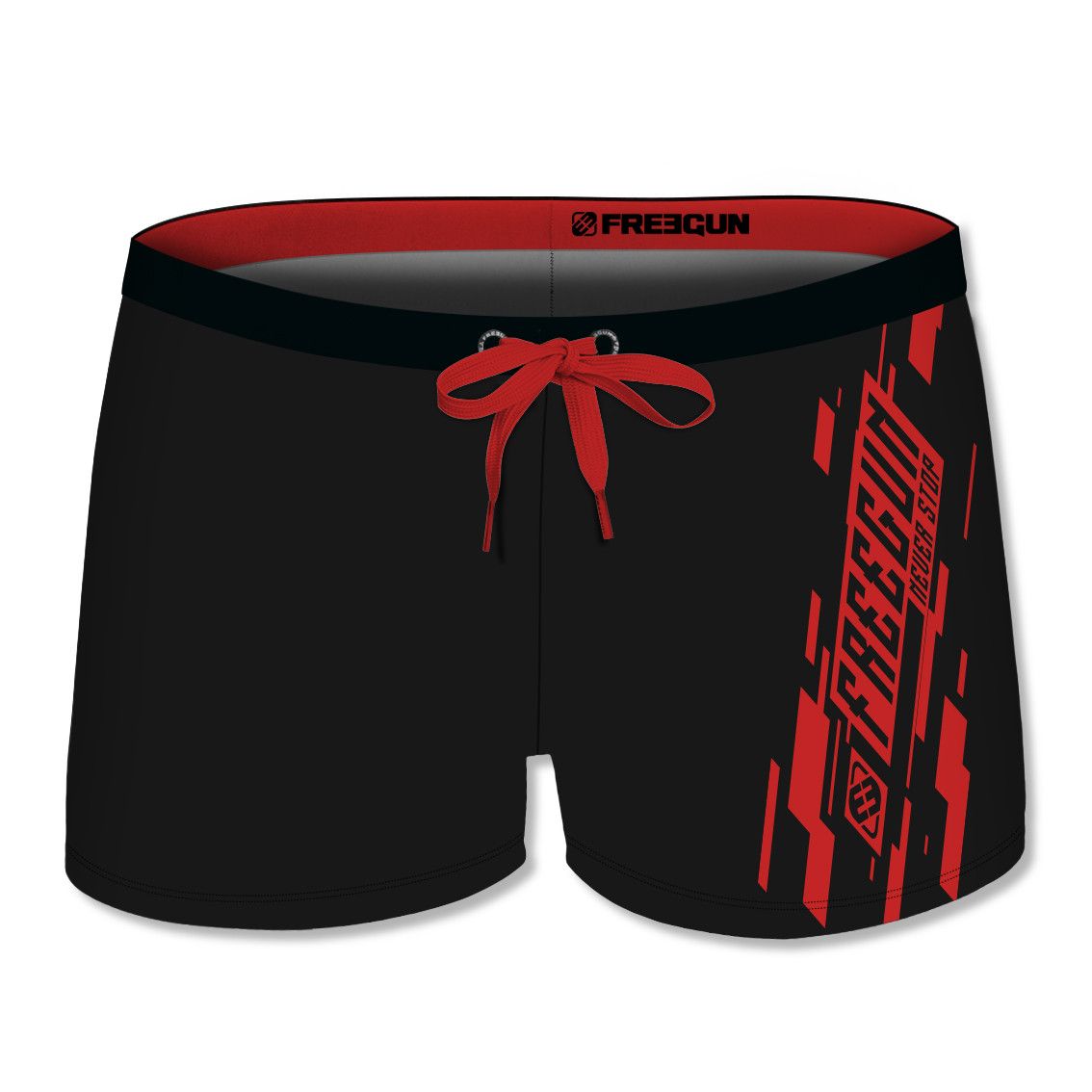 Boxer de bain garçon uni avec logo rubber print en couleur (photo) Boxer de bain garçon uni avec logo rubber print en couleur