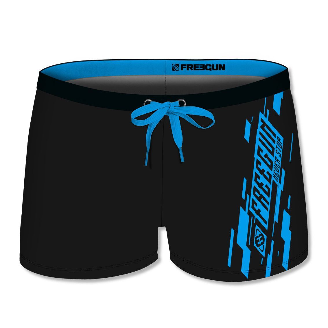 Boxer de bain garçon uni avec logo rubber print en couleur (photo) Boxer de bain garçon uni avec logo rubber print en couleur