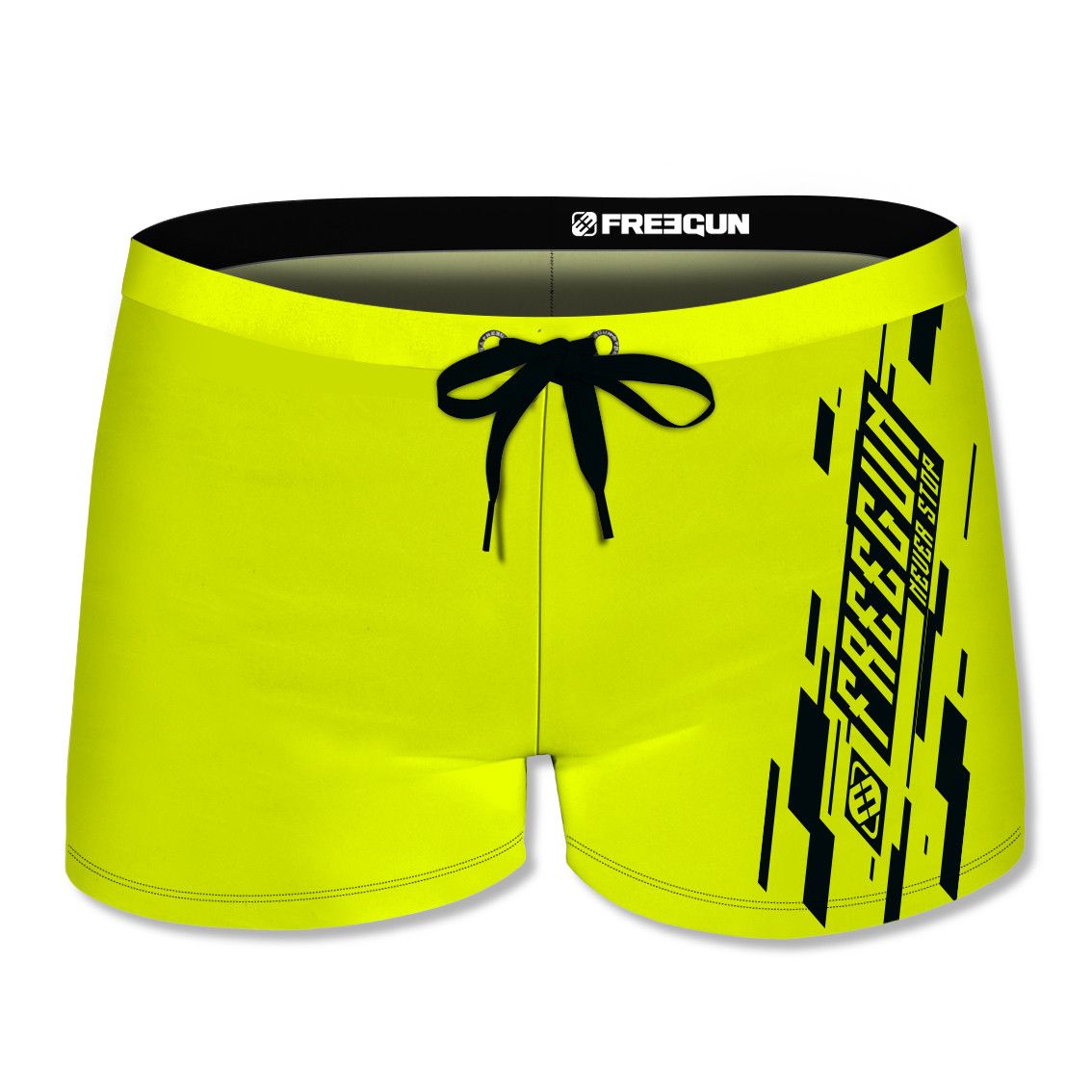 Boxer de bain homme uni avec logo rubber print noir (photo) Boxer de bain homme uni avec logo rubber print noir