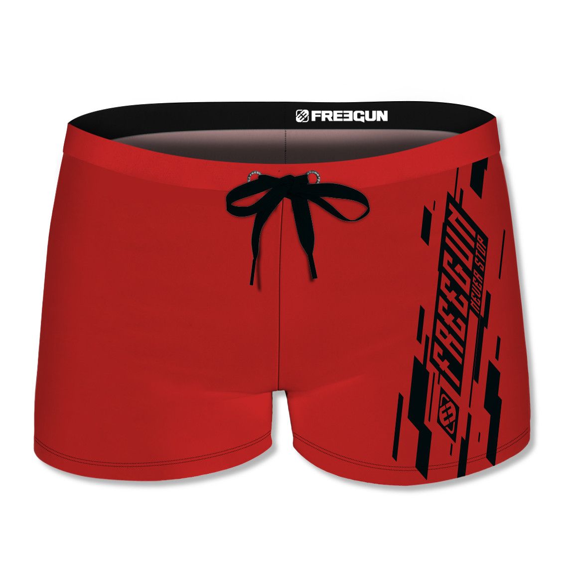Boxer de bain homme uni avec logo rubber print noir (photo) Boxer de bain homme uni avec logo rubber print noir
