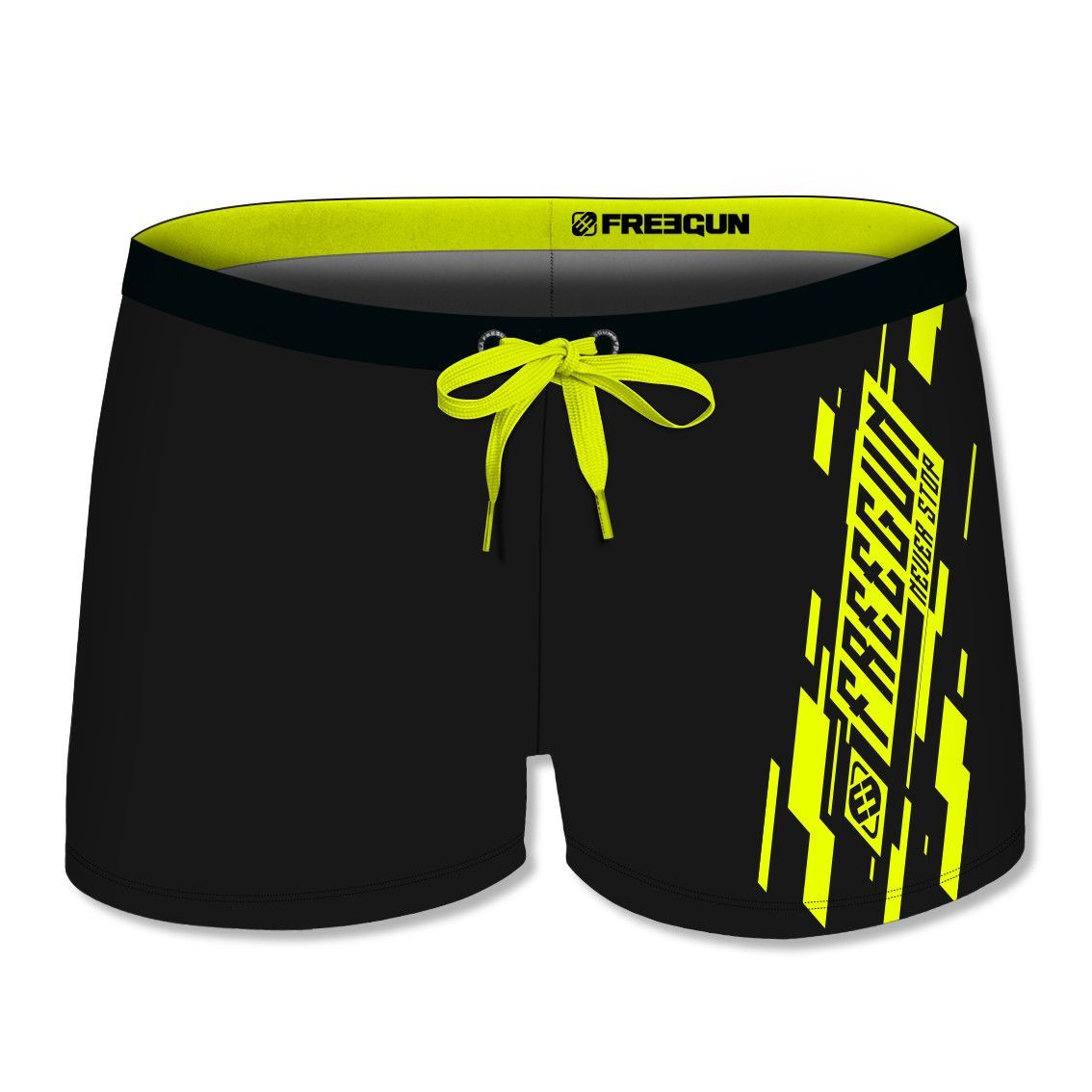 Boxer de bain garçon uni avec logo rubber print en couleur (photo) Boxer de bain garçon uni avec logo rubber print en couleur