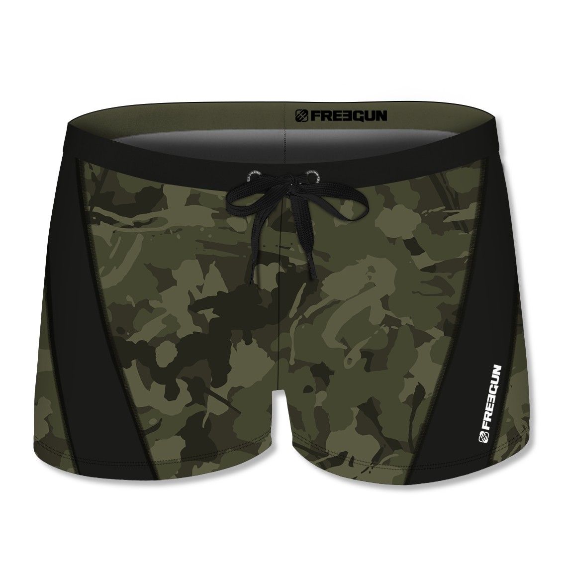 Boxer de bain homme allover freegun print avec empiècement camouflage Boxer de bain homme allover freegun print avec empiècement camouflage