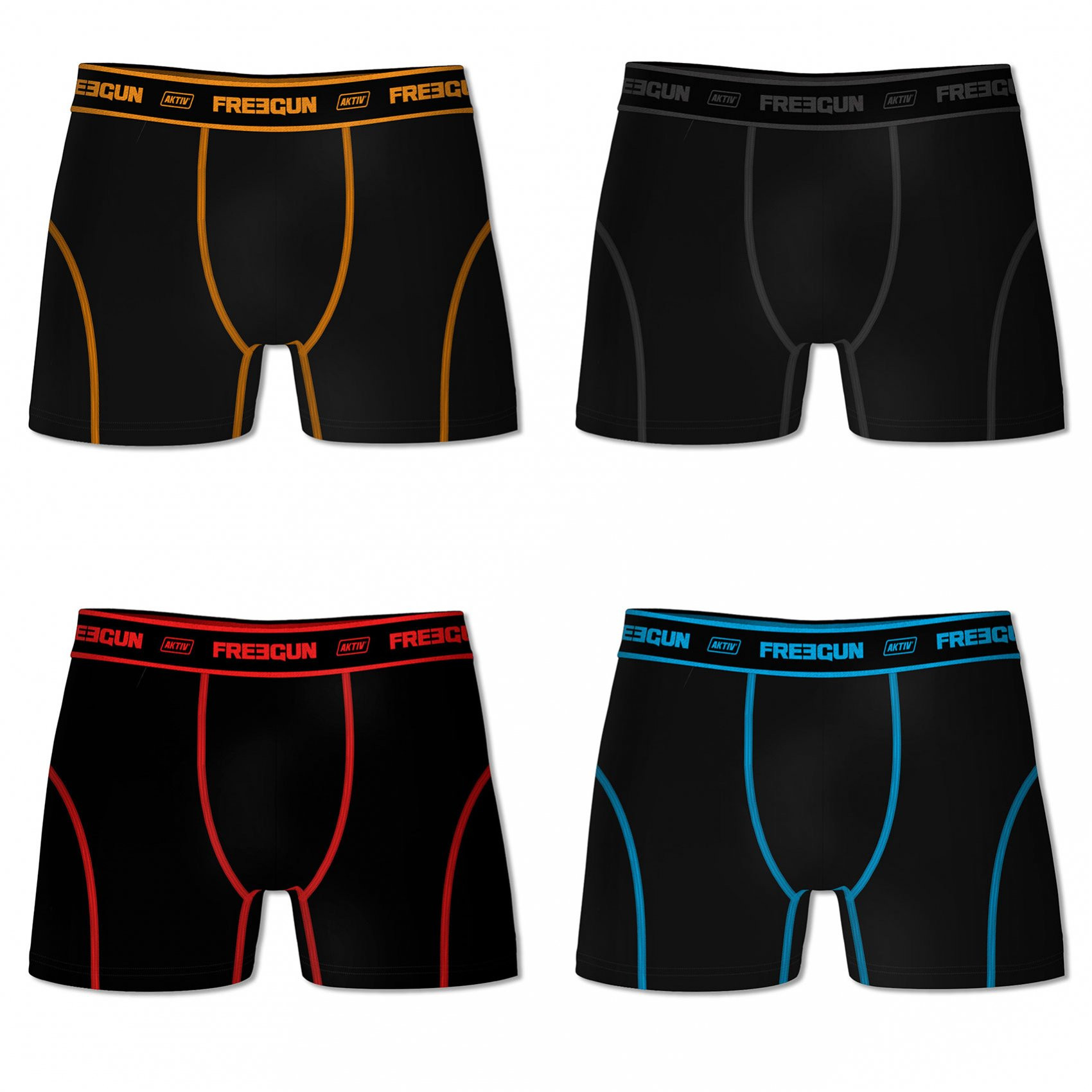 Lot de 4 boxers freegun homme aktiv noir (photo) Lot de 4 boxers freegun homme aktiv noir