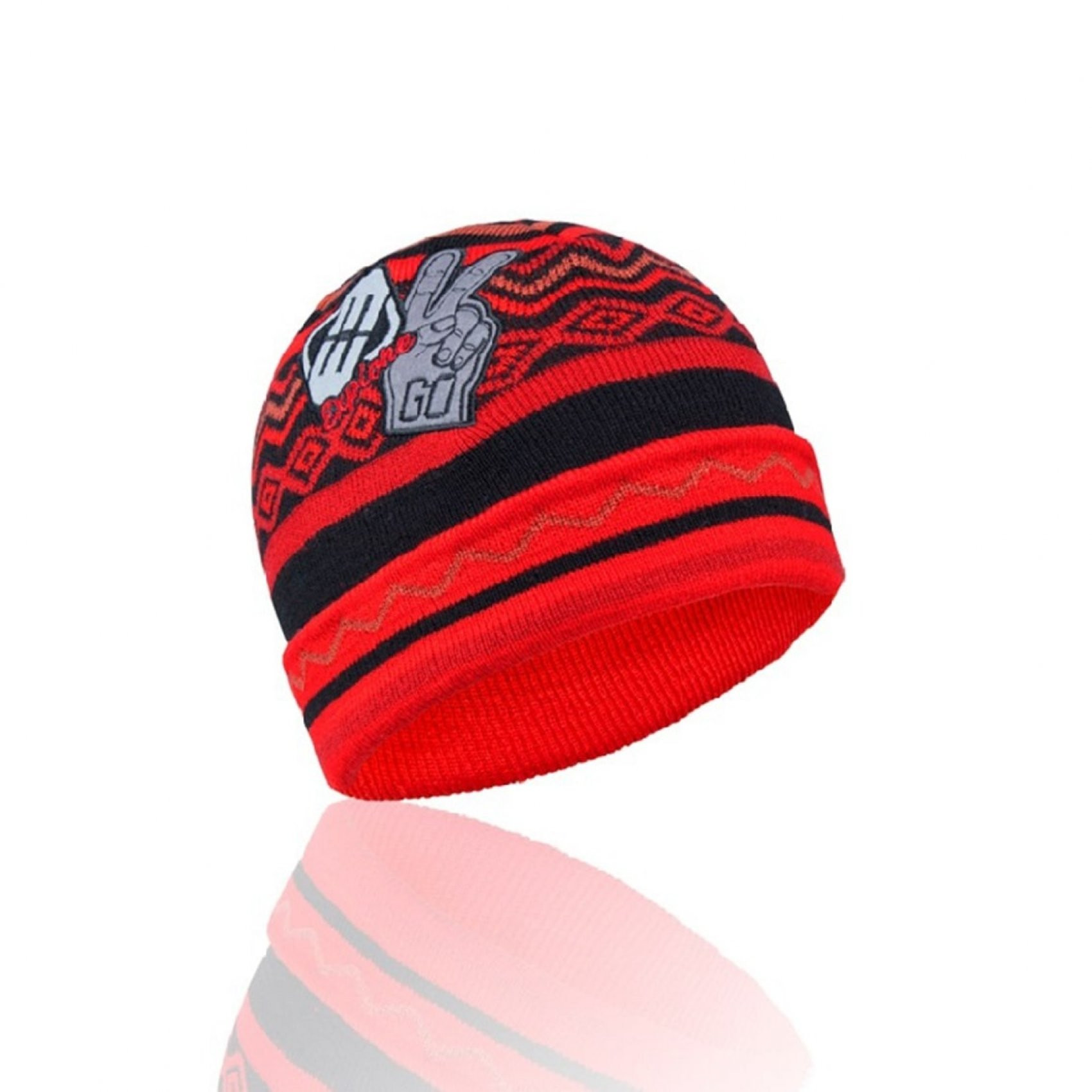 Bonnet garçon à patchs ethnique rouge freegun (photo) Bonnet garçon à patchs ethnique rouge freegun (photo)