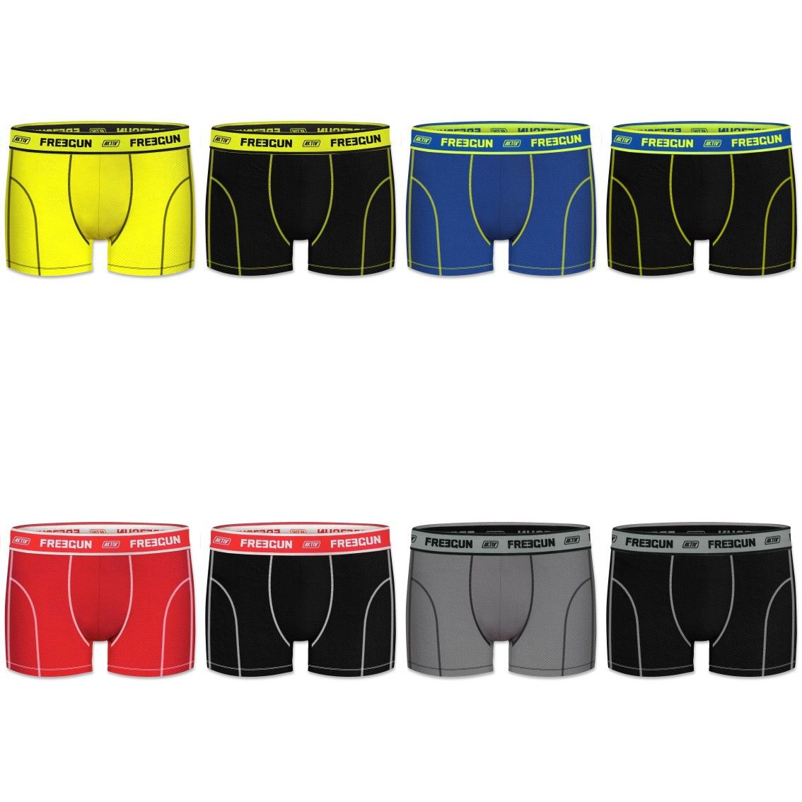 Lot de 8 boxers homme freegun uni multicolore (photo) Lot de 8 boxers homme freegun uni multicolore (photo)