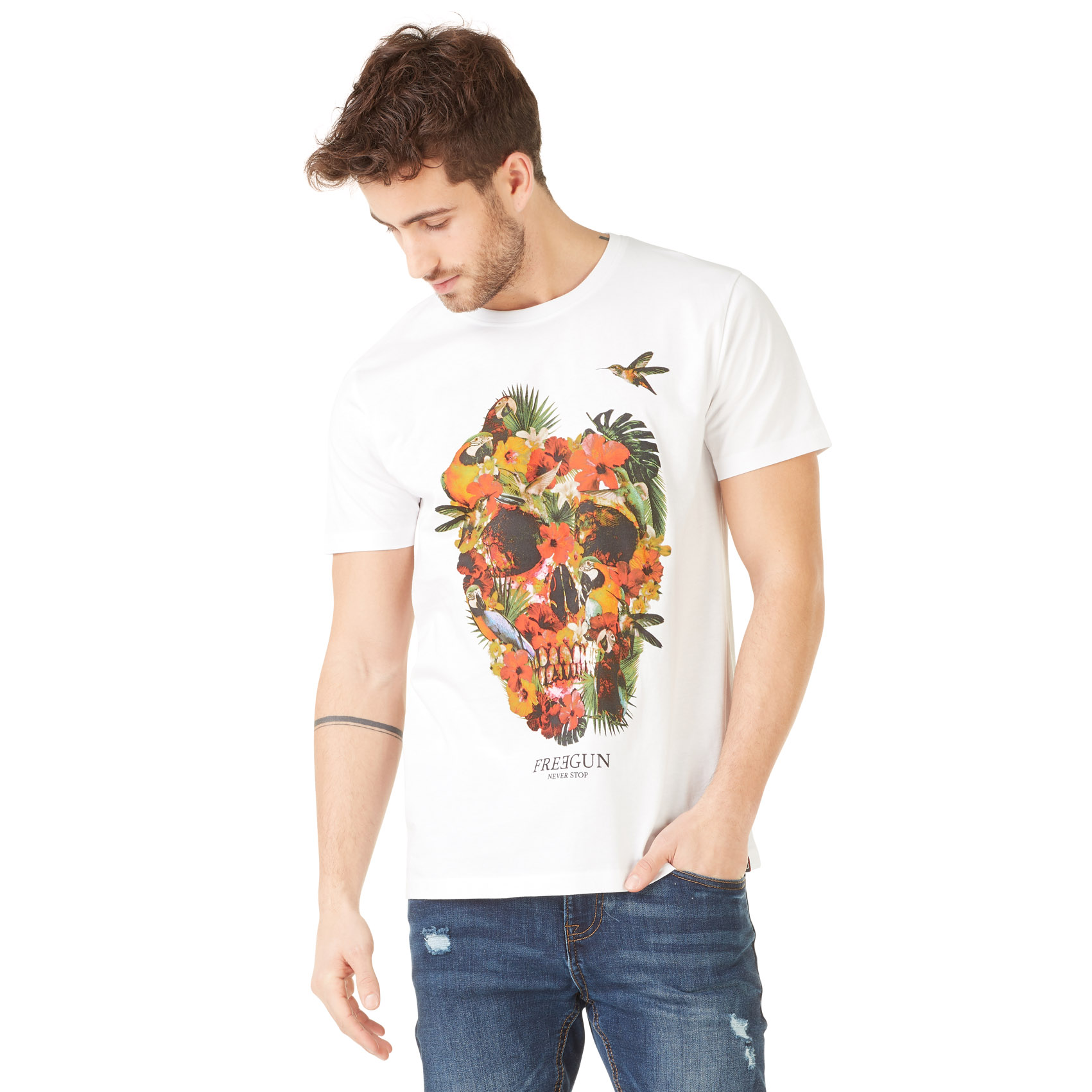 T-shirt homme freegun flowers blanc (photo) T-shirt homme freegun flowers blanc (photo)