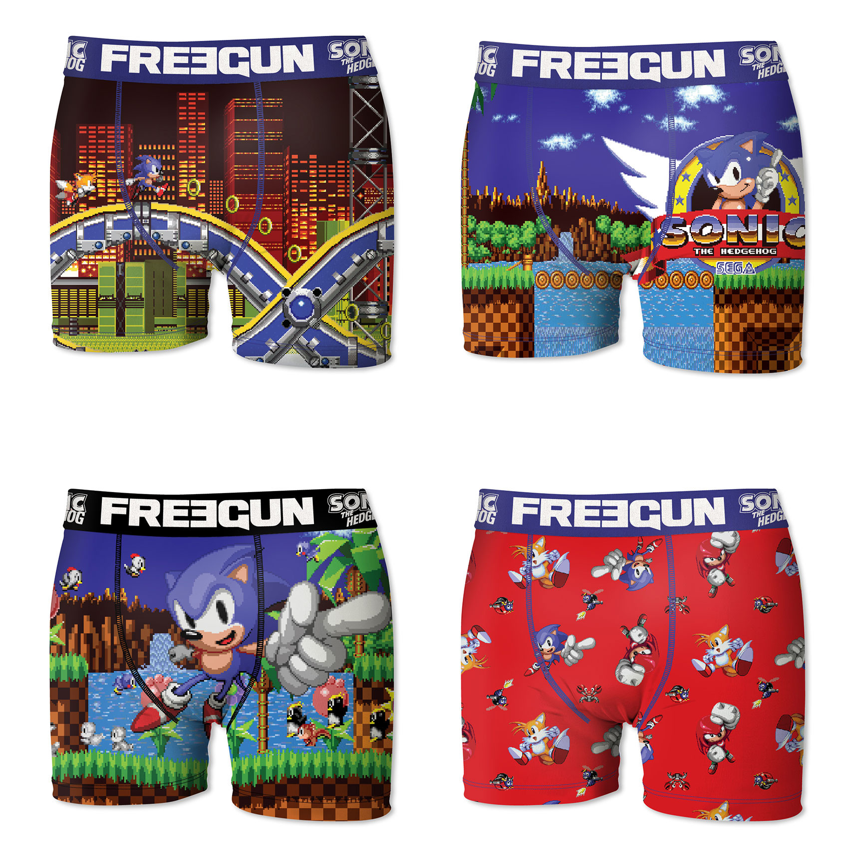 Lot de 4 boxers freegun homme sonic sega multicolore (photo) Lot de 4 boxers freegun homme sonic sega multicolore