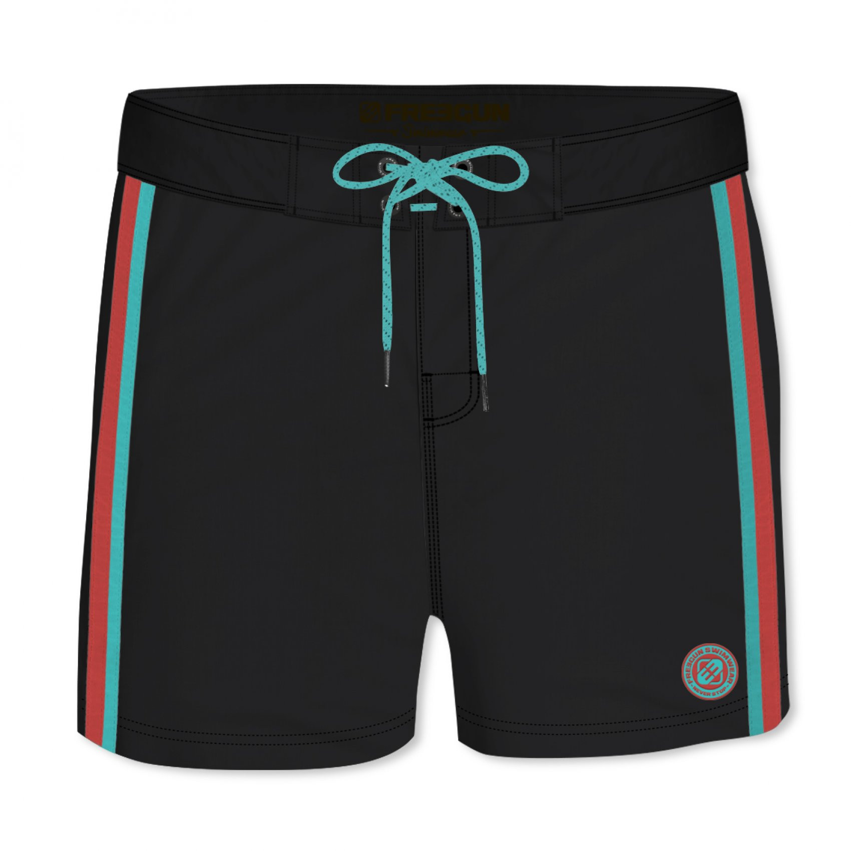 Boardshort court homme band uni noir (photo) Boardshort court homme band uni noir