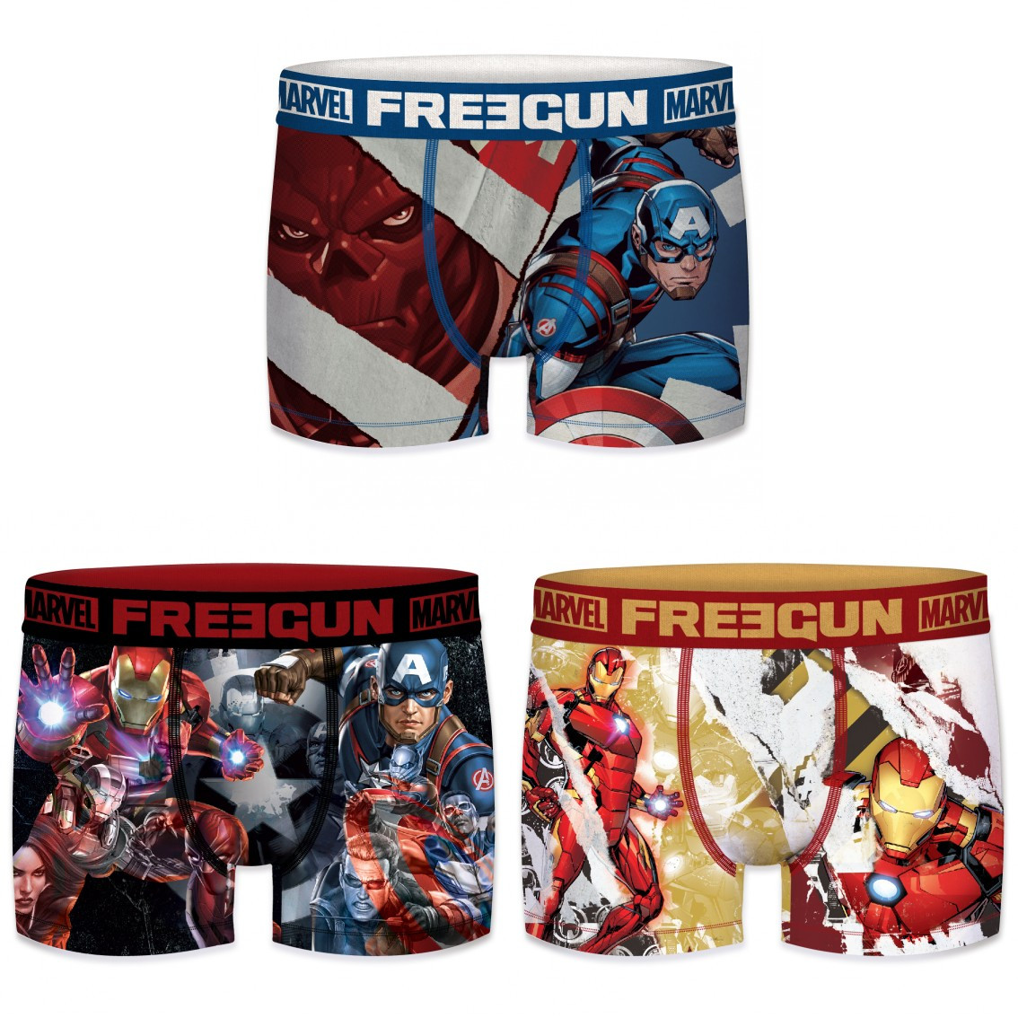 Lot de 3 boxers freegun homme marvel heros g1 (photo) Lot de 3 boxers freegun homme marvel heros g1