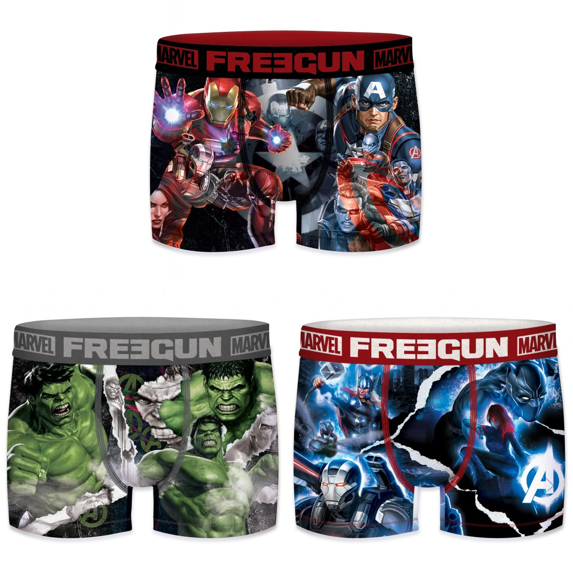 Lot de 3 boxers freegun homme marvel heros g2 (photo) Lot de 3 boxers freegun homme marvel heros g2