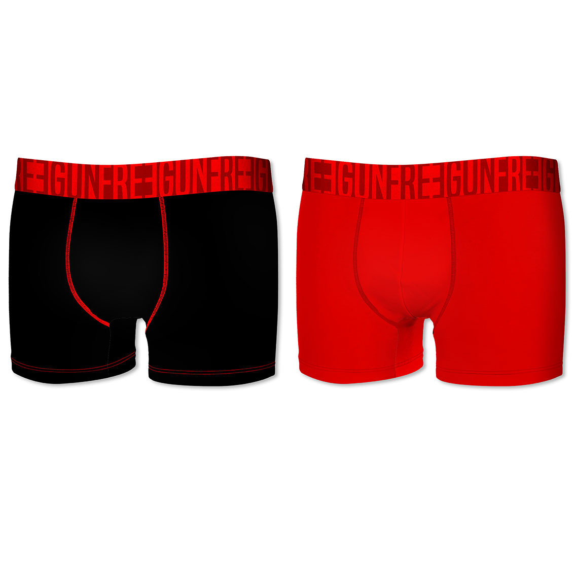 Lot de 2 boxers freegun homme soft touch rouge et noir (photo) Lot de 2 boxers freegun homme soft touch rouge et noir (photo)